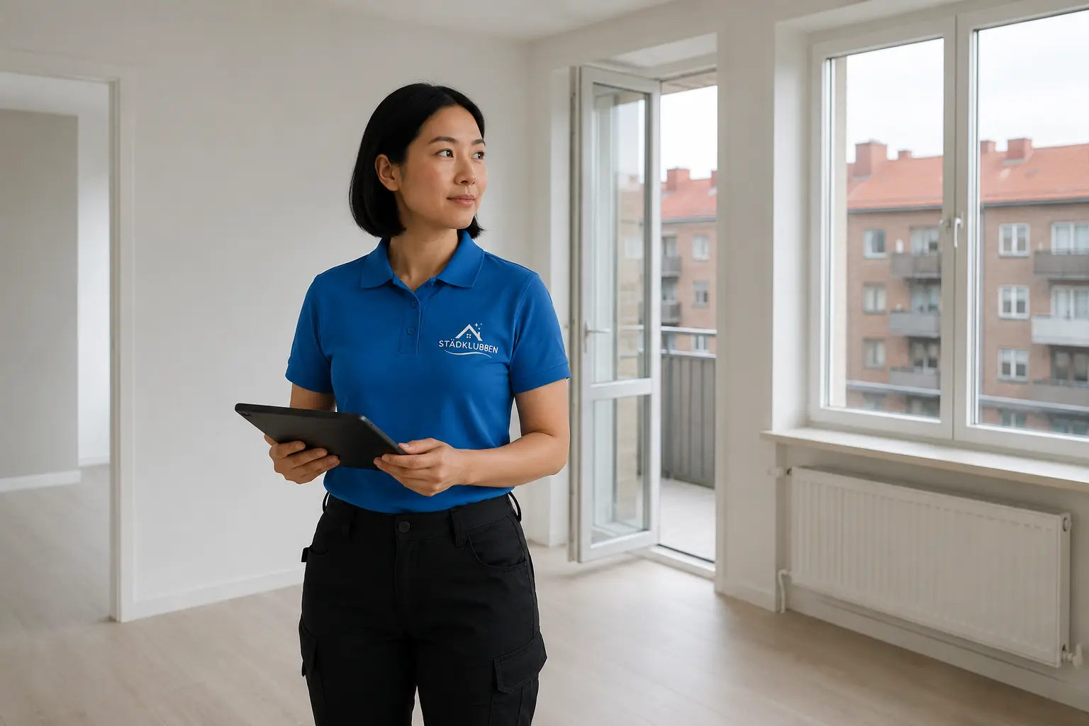 Städklubbens medarbetare utför kvalitetskontroll efter flyttstädning